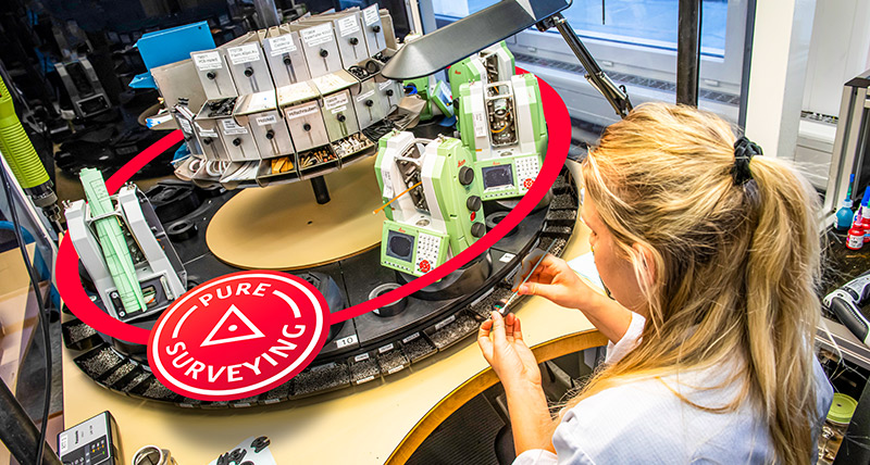 Leica total stations being assembled